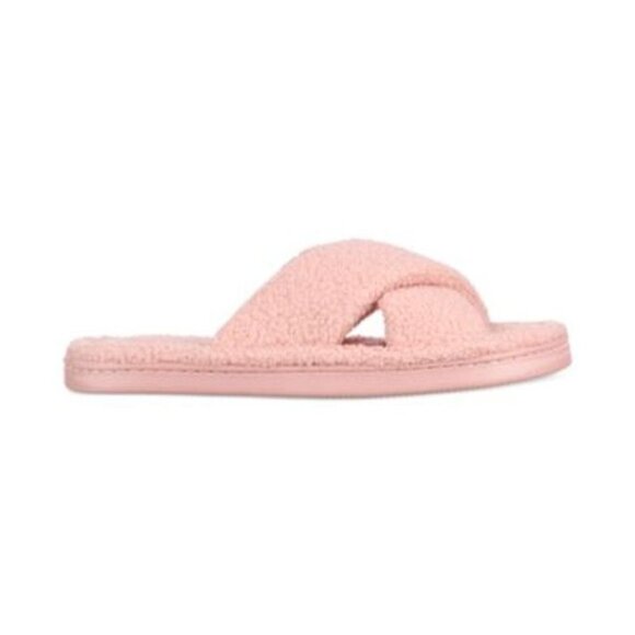 Jenni Womens 11/12 Faux-Sherpa Cross-Strap Slide Boxed Slippers Pink $35 158 - Picture 2 of 11